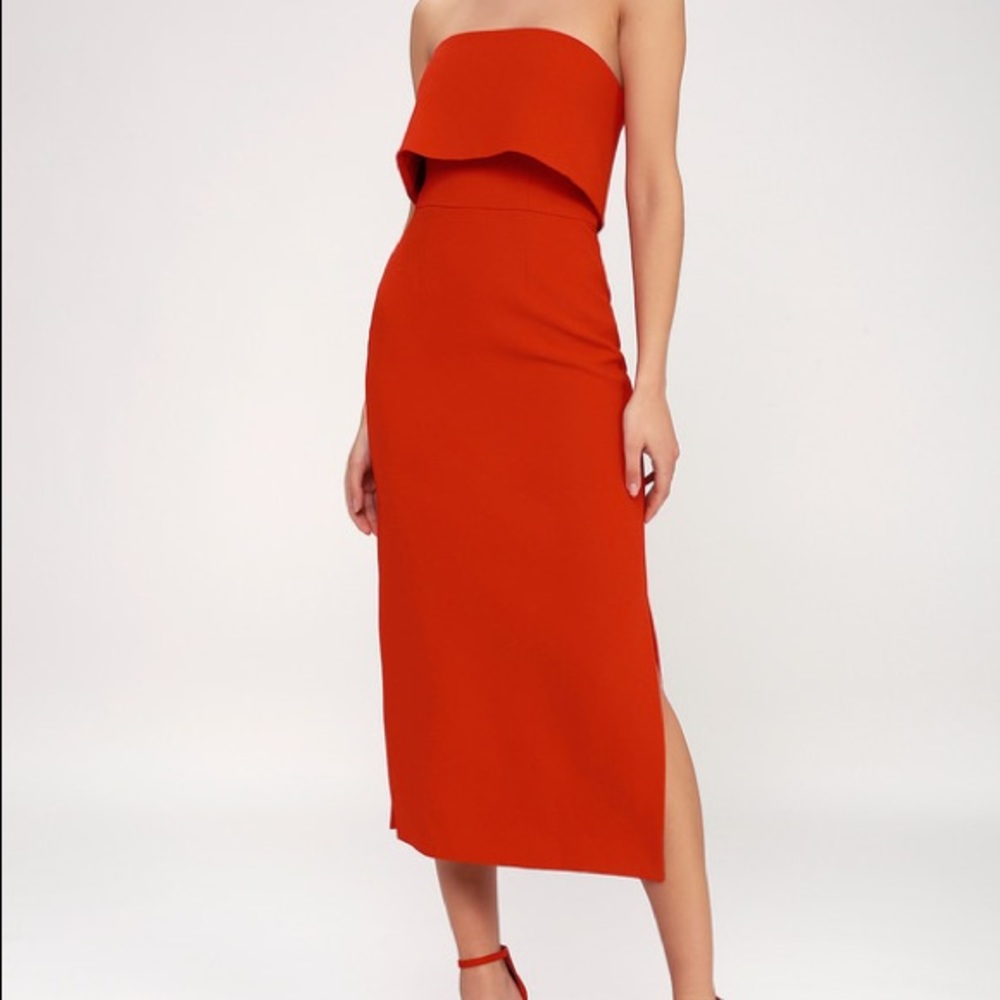 C/Mel Red strapless dress, small